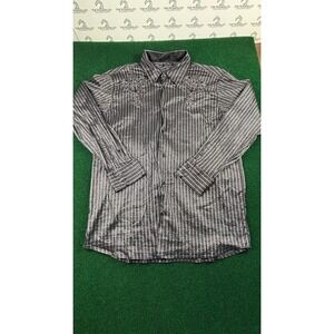 PRNTI Collection by Phita Mens 3XL Black Silver Stripe Embroidered Button Down